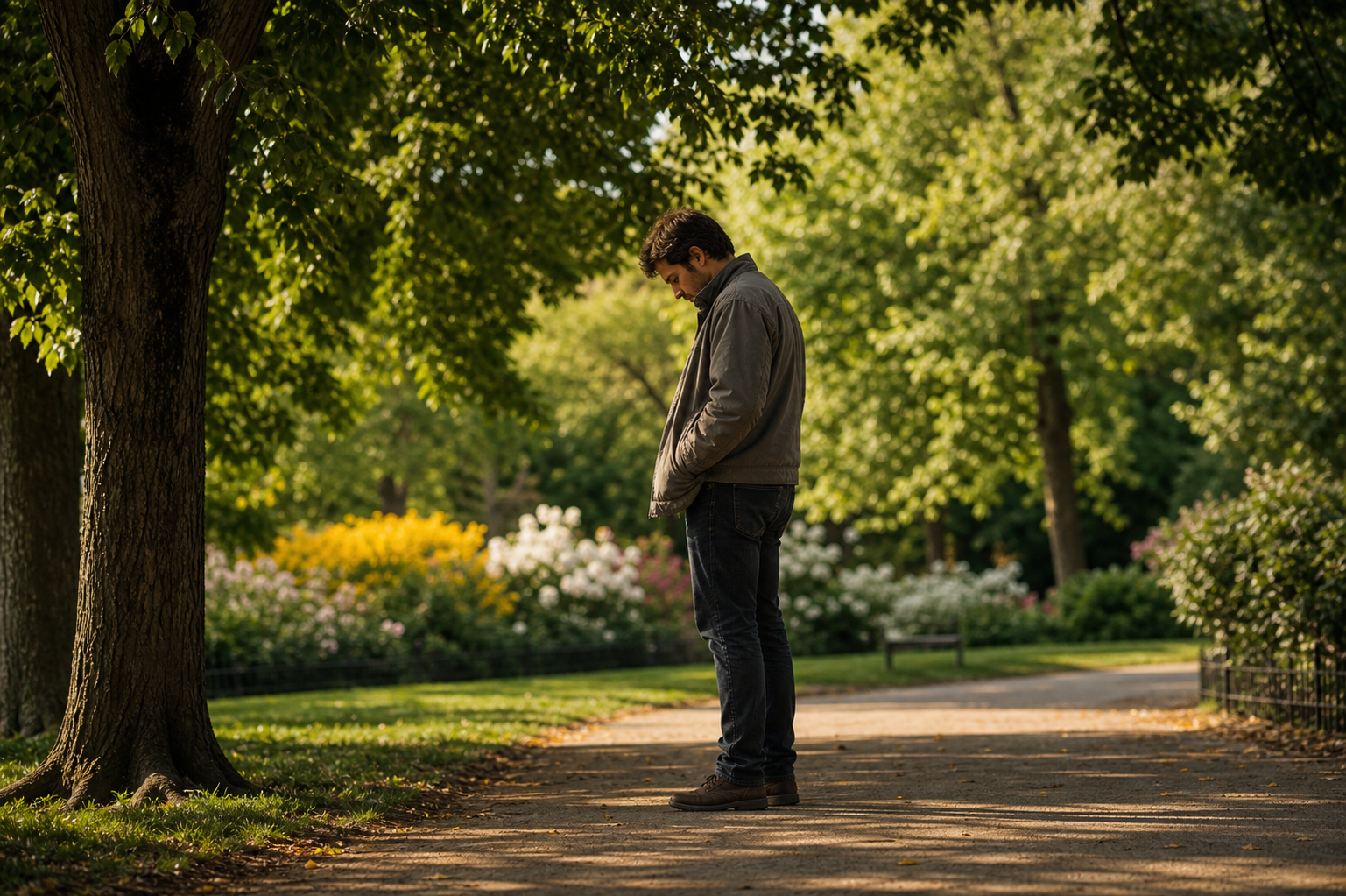 Lonely Man in Bright Clear Sky